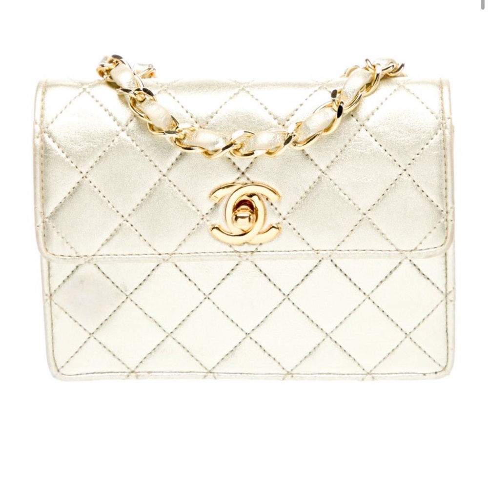 Chanel Metallic Gold Quilted Crossbody Bag